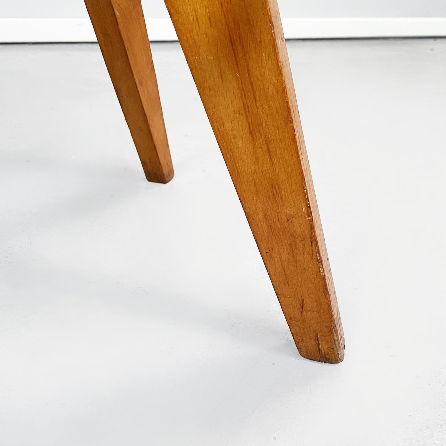 Italian mid century High Round Stool in Wood and Metal, 1950s 4