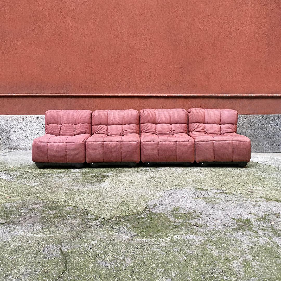Post-Modern Italian Post Modern in Shades of Pink and Abs Four Pieces Modular Sofa, 1980s For Sale