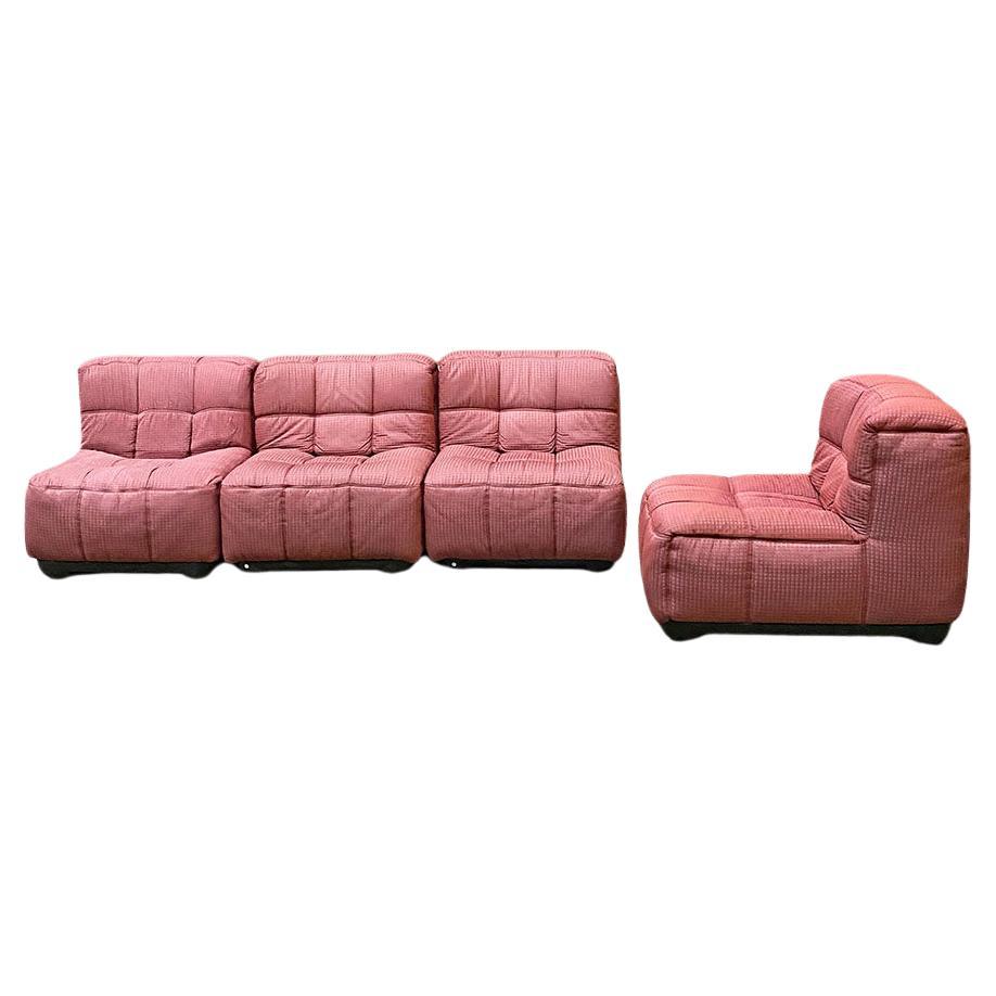 Italian Post Modern in Shades of Pink and Abs Four Pieces Modular Sofa, 1980s