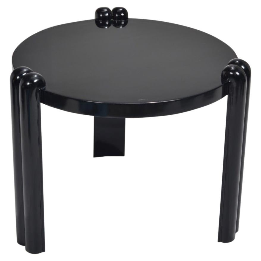 Italian Post-Modern Lacquered Black End Table