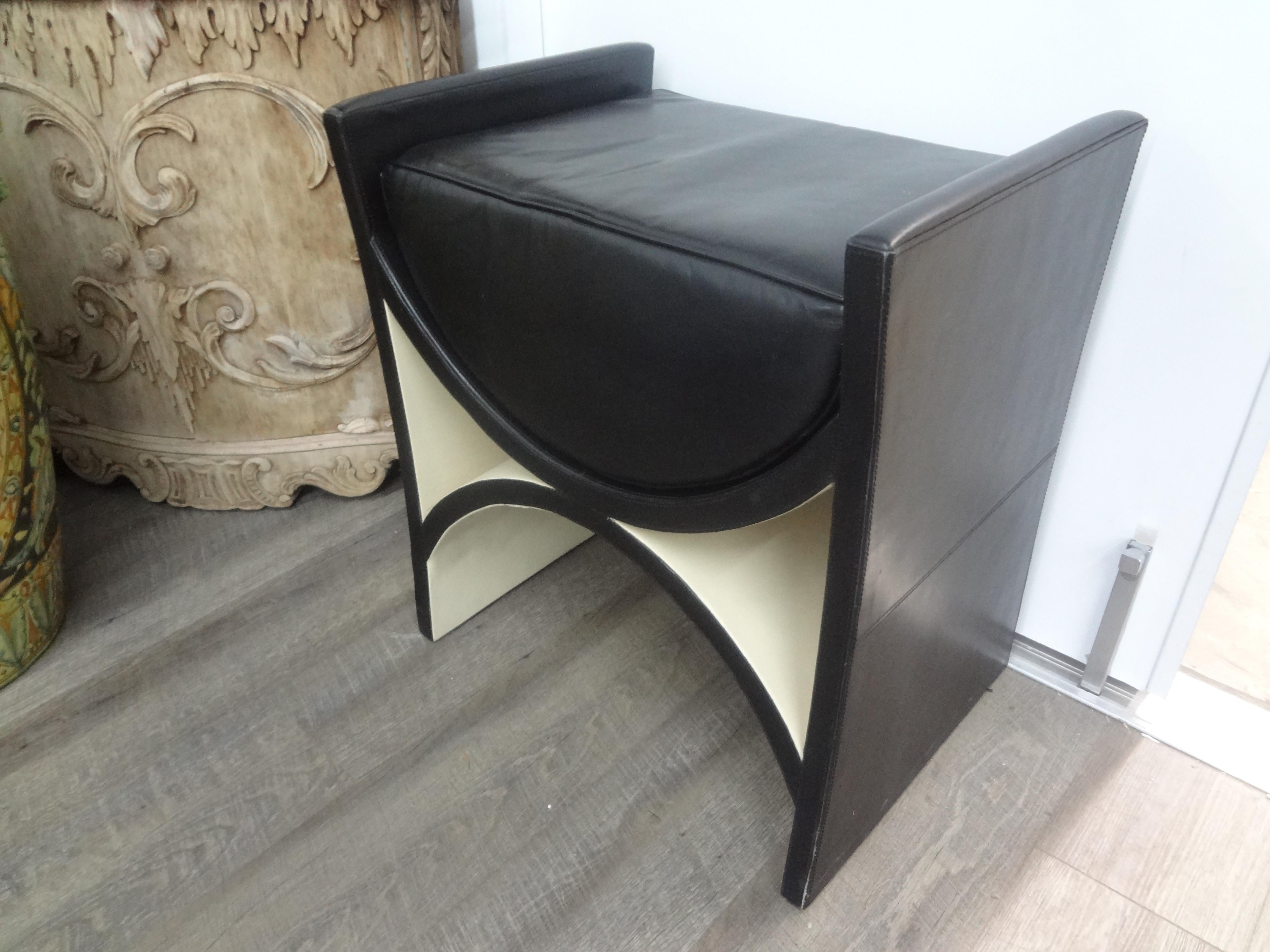 French Italian Post Modern Leather Bench For Sale