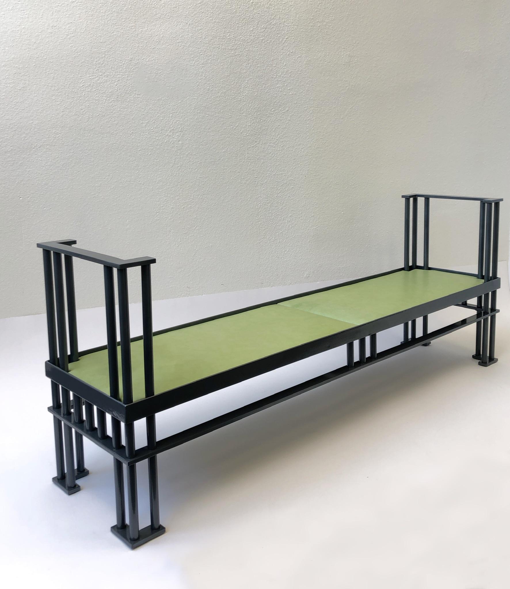 Italian Postmodern Leather Bench For Sale 1