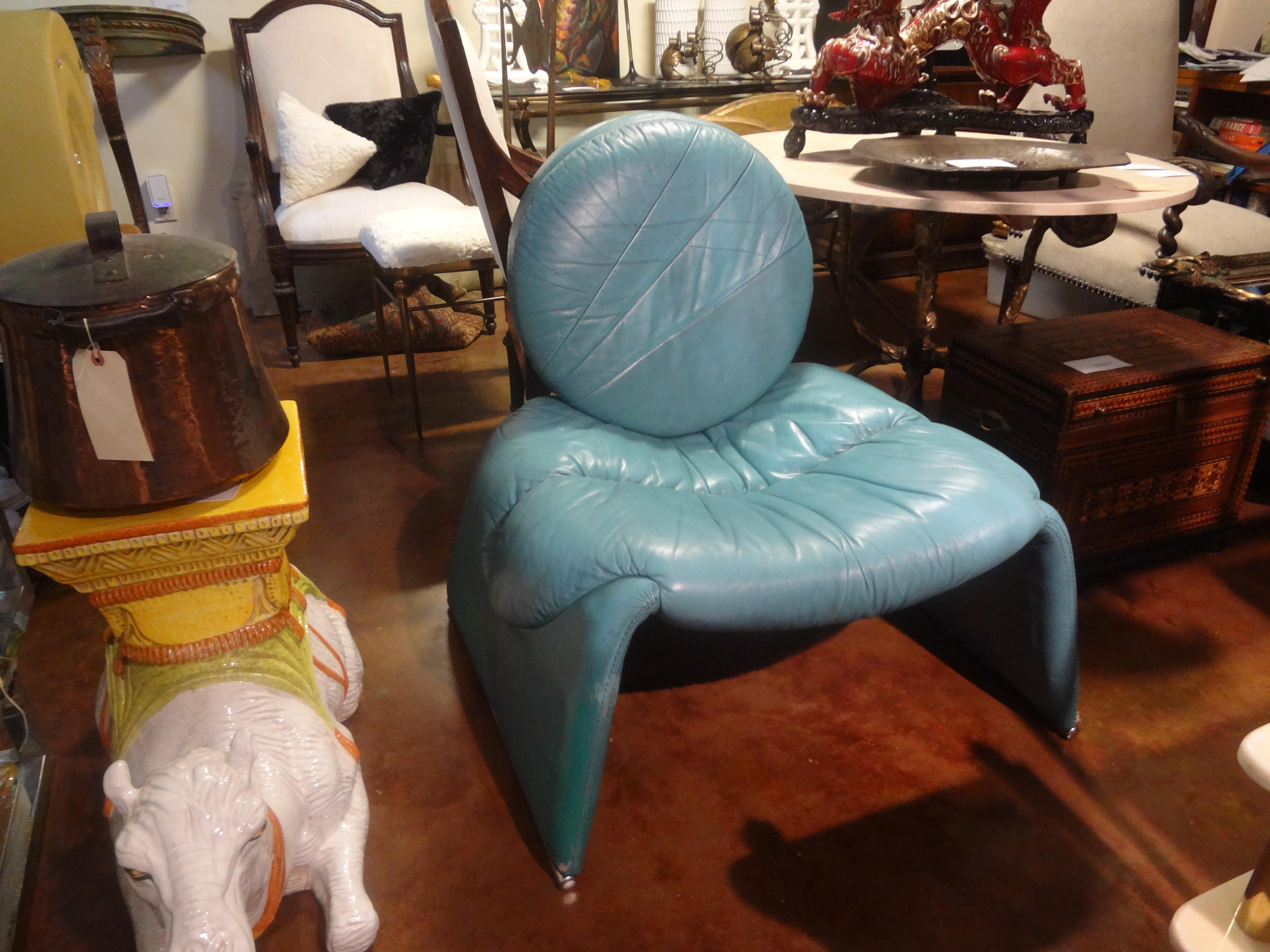 Post-Modern Italian Post Modern Leather Chair by Vittorio Introini for Saporiti Italia 1970