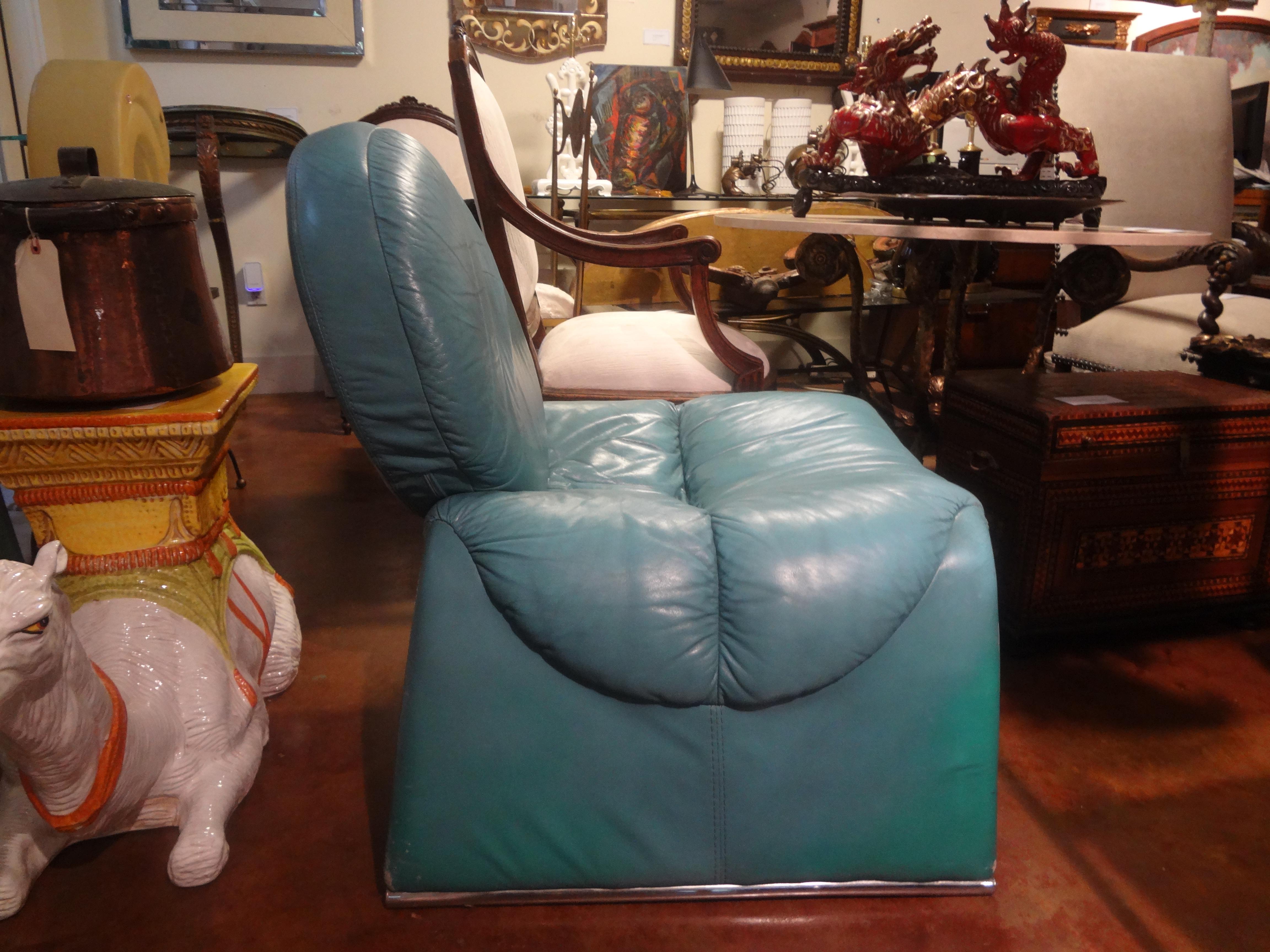 Italian Post Modern Leather Chair by Vittorio Introini for Saporiti Italia 1970 1