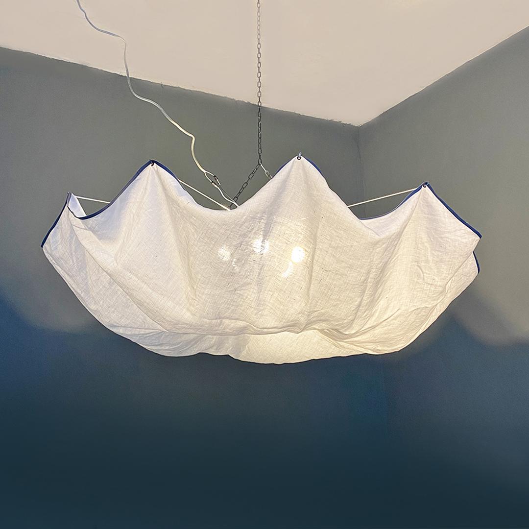 Lustre italien post-moderne Celestia en aluminium et lin, Tobia Scarpa, Flos 1982 3