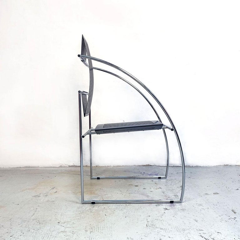 Italian Post Modern Metal Quinta 605 Armchair by Mario Botta for Alias, 1980s In Good Condition For Sale In MIlano, IT