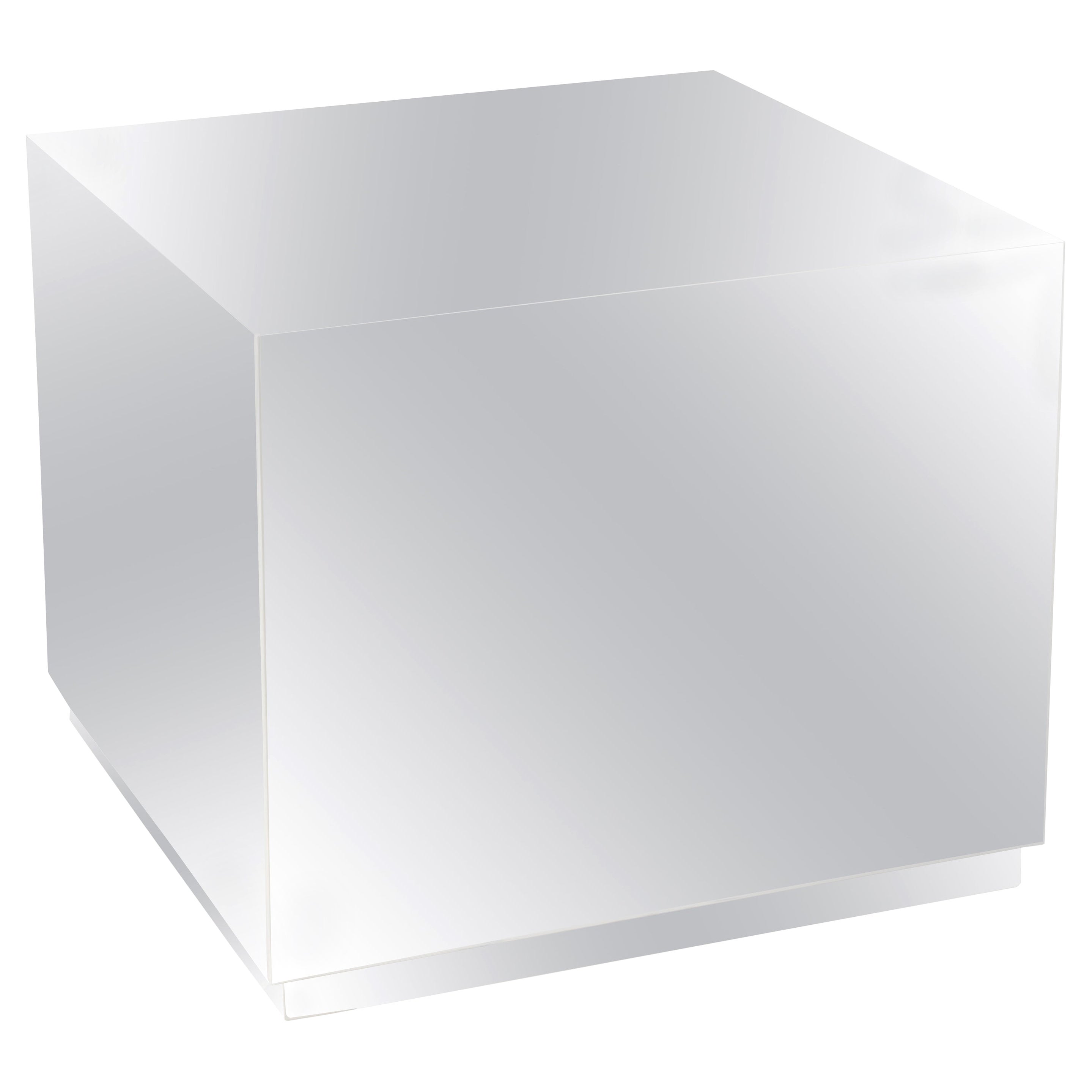 Italian Post Modern Mirrored Finish Steel Cube Table