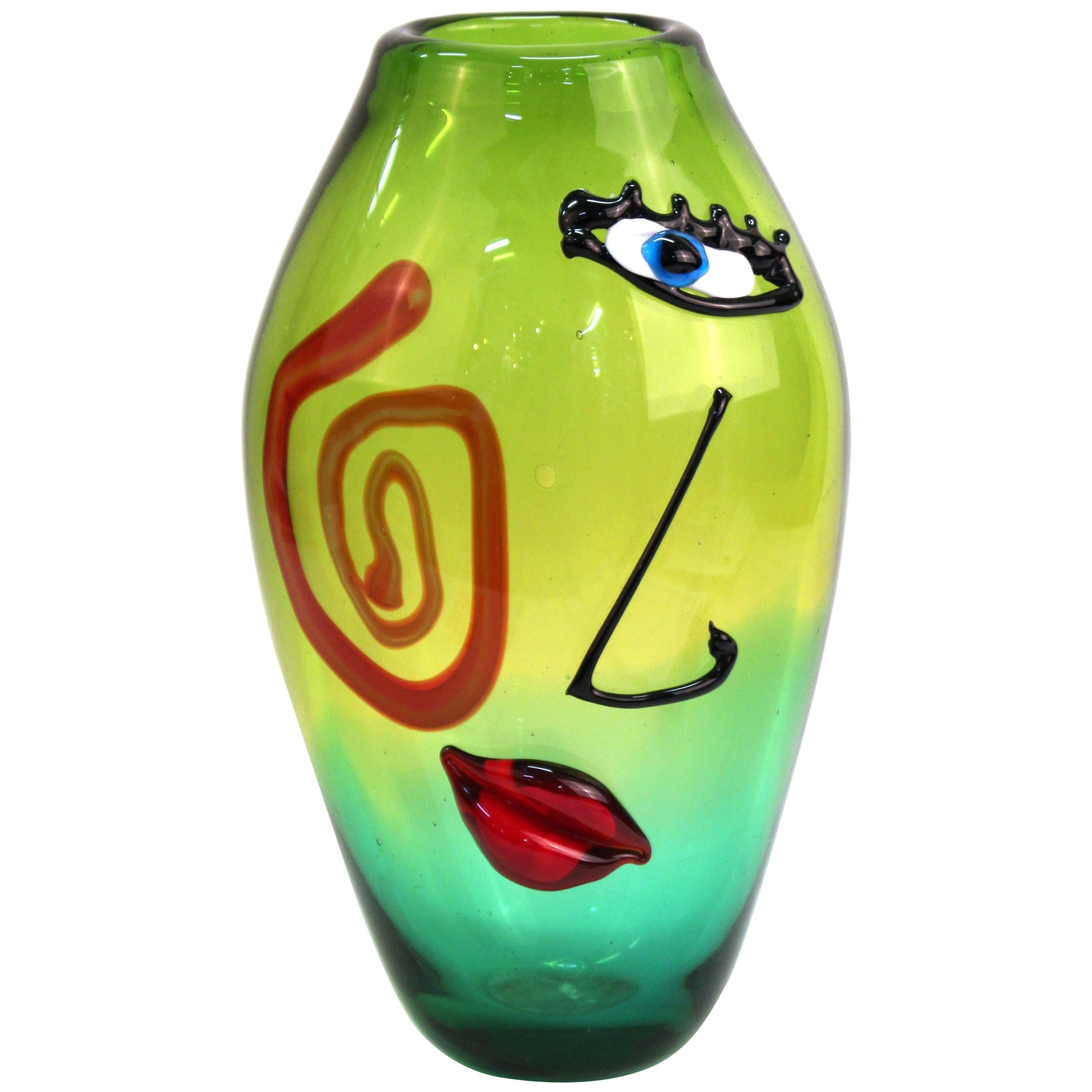 Italian Postmodern Murano Glass Vase Attributed to Giuliano Tosi