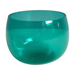 Bol décoratif post-moderne italien en verre Murano sarcelle par Venini, années 1990
