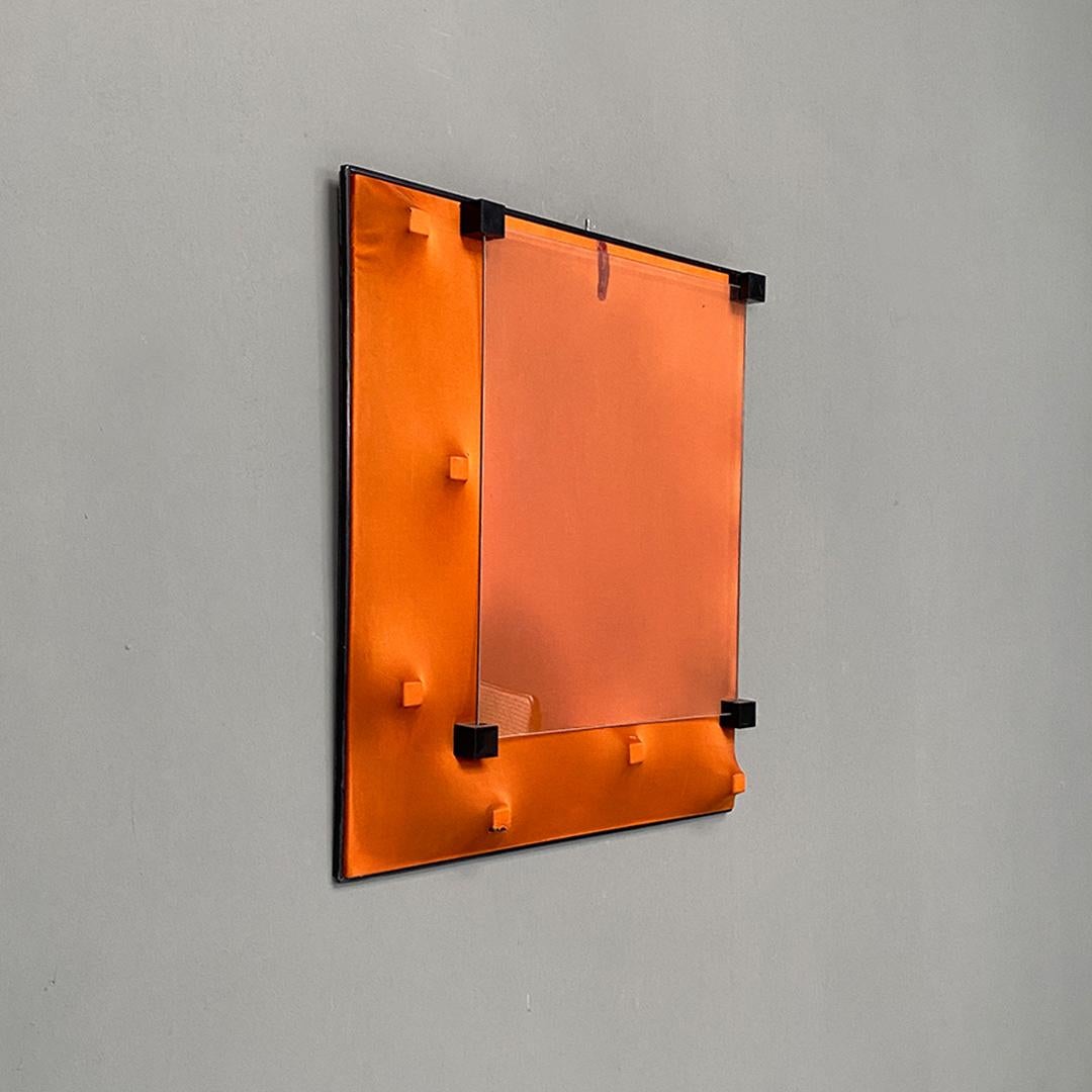 Late 20th Century Italian Post Modern Orange Plastic and Glass Wall Photo Frame, 1980s For Sale