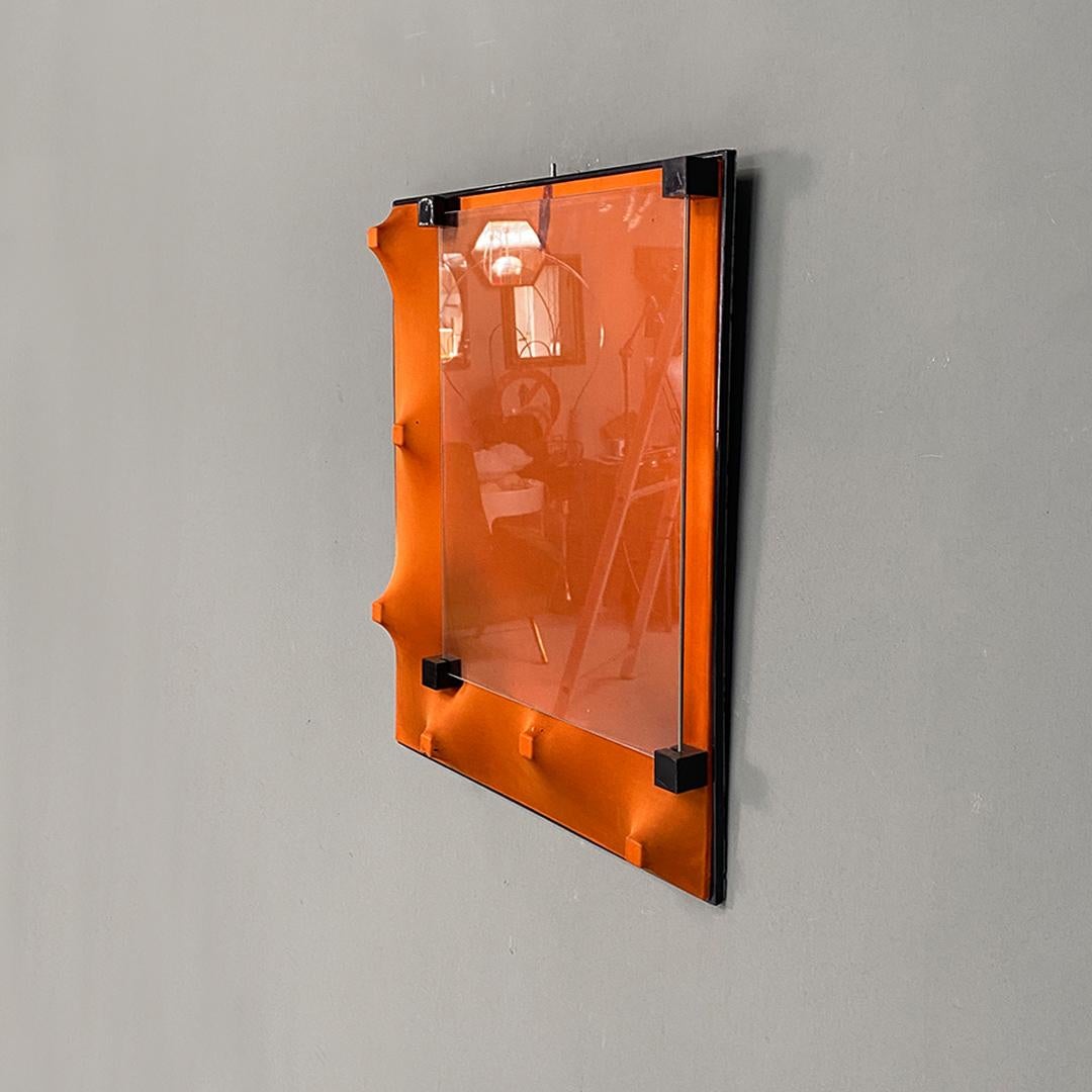 Metal Italian Post Modern Orange Plastic and Glass Wall Photo Frame, 1980s For Sale