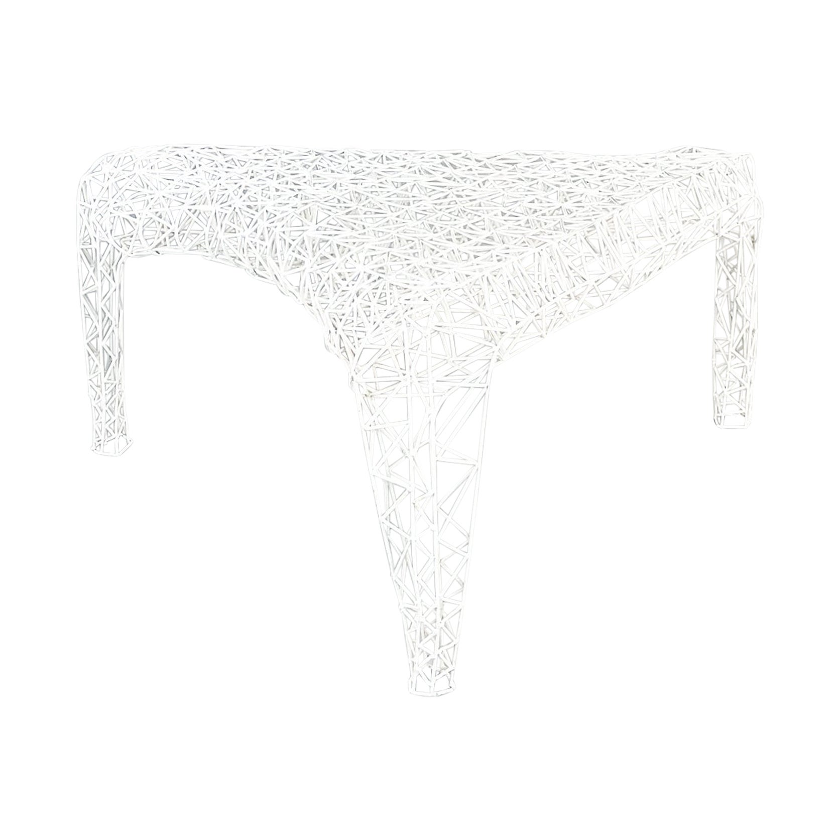 Table basse d'extérieur italienne post-moderne en métal tubulaire blanc, années 2000 en vente
