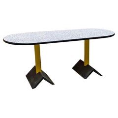 Retro Italian Post Modern Oval Table with Bacterio Texture, Memphis Style, 1980s