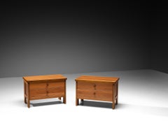 Italian Post-Modern Pair of Bedside Tables in Cherry