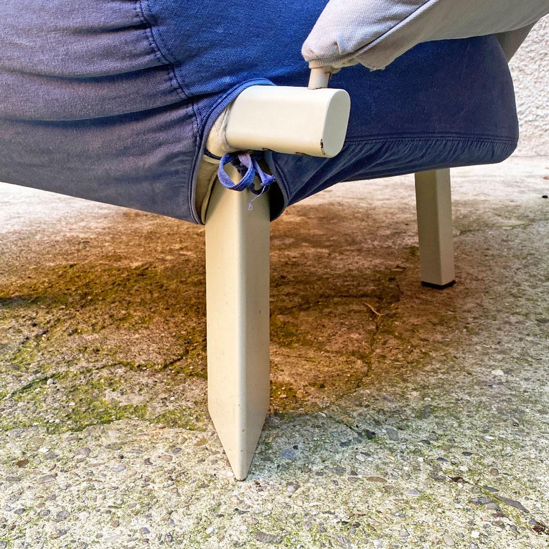 Italienisches Postmodern-Sesselpaar aus Holz und grau-blauem Stoff, 1980er Jahre im Angebot 11