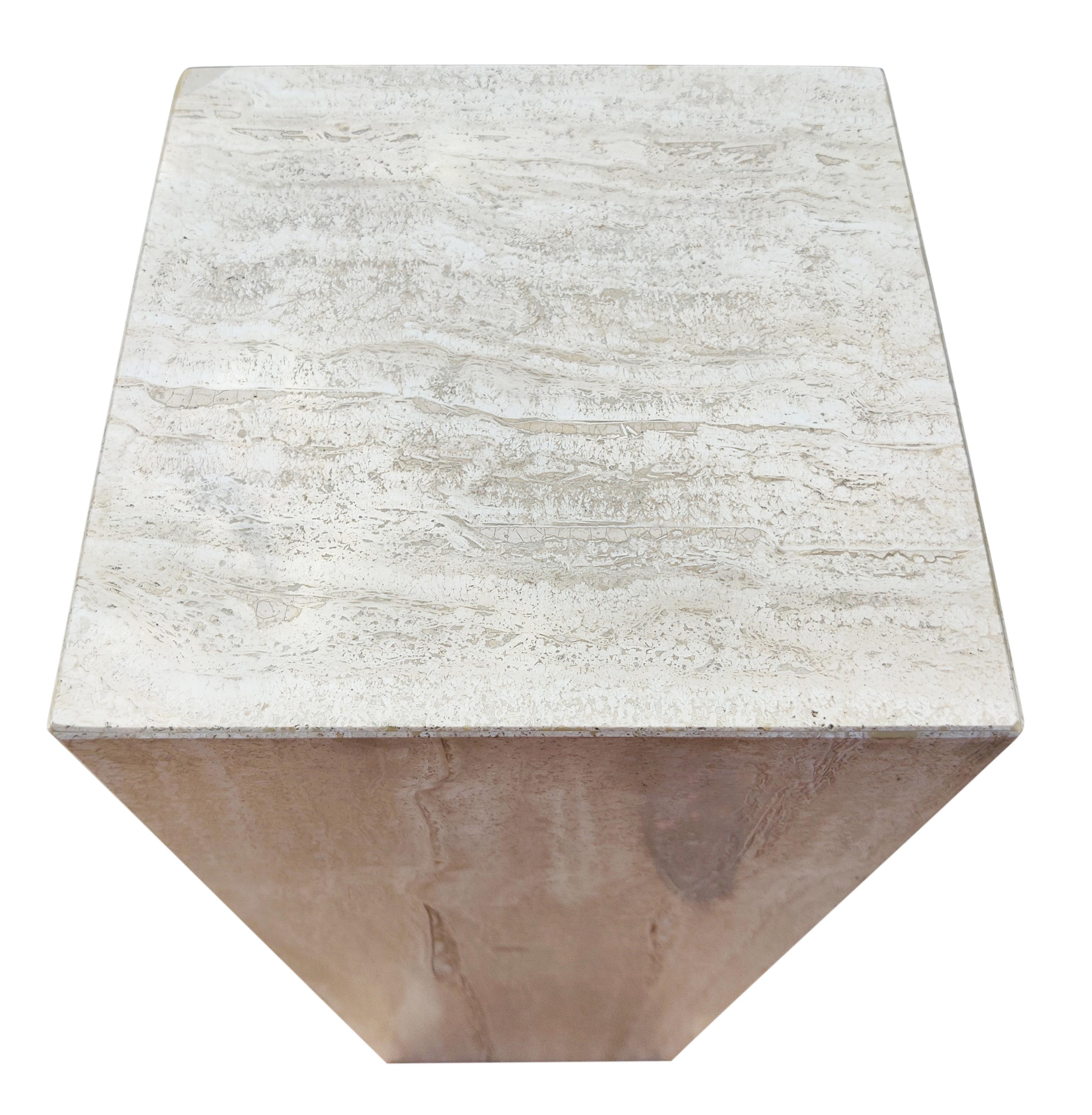 Italian Post-Modern Polished Travertine Marble Pedestal Stand Maurice Villency 3