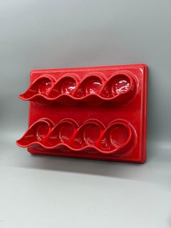 Italian Post-Modern Red Molded Plastic Wall Mounted Wine Rack