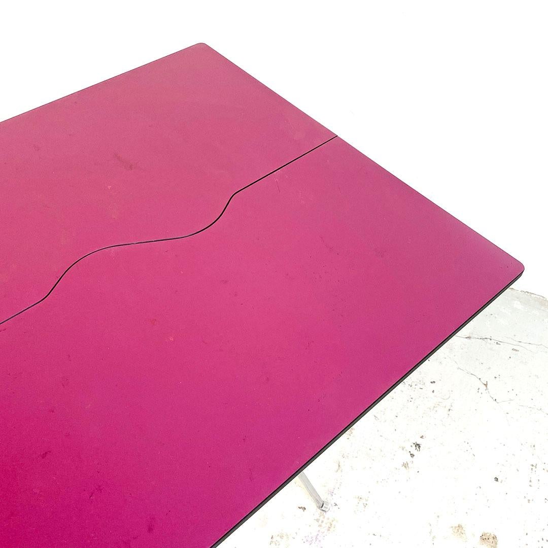 Italienischer postmoderner italienischer Foldin-Tisch aus Rotwein und verchromtem Stahl von Zerodisegno, 1980er Jahre im Angebot 5