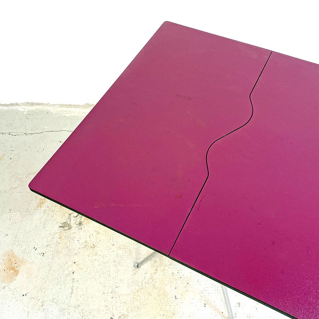Italienischer postmoderner italienischer Foldin-Tisch aus Rotwein und verchromtem Stahl von Zerodisegno, 1980er Jahre im Angebot 6