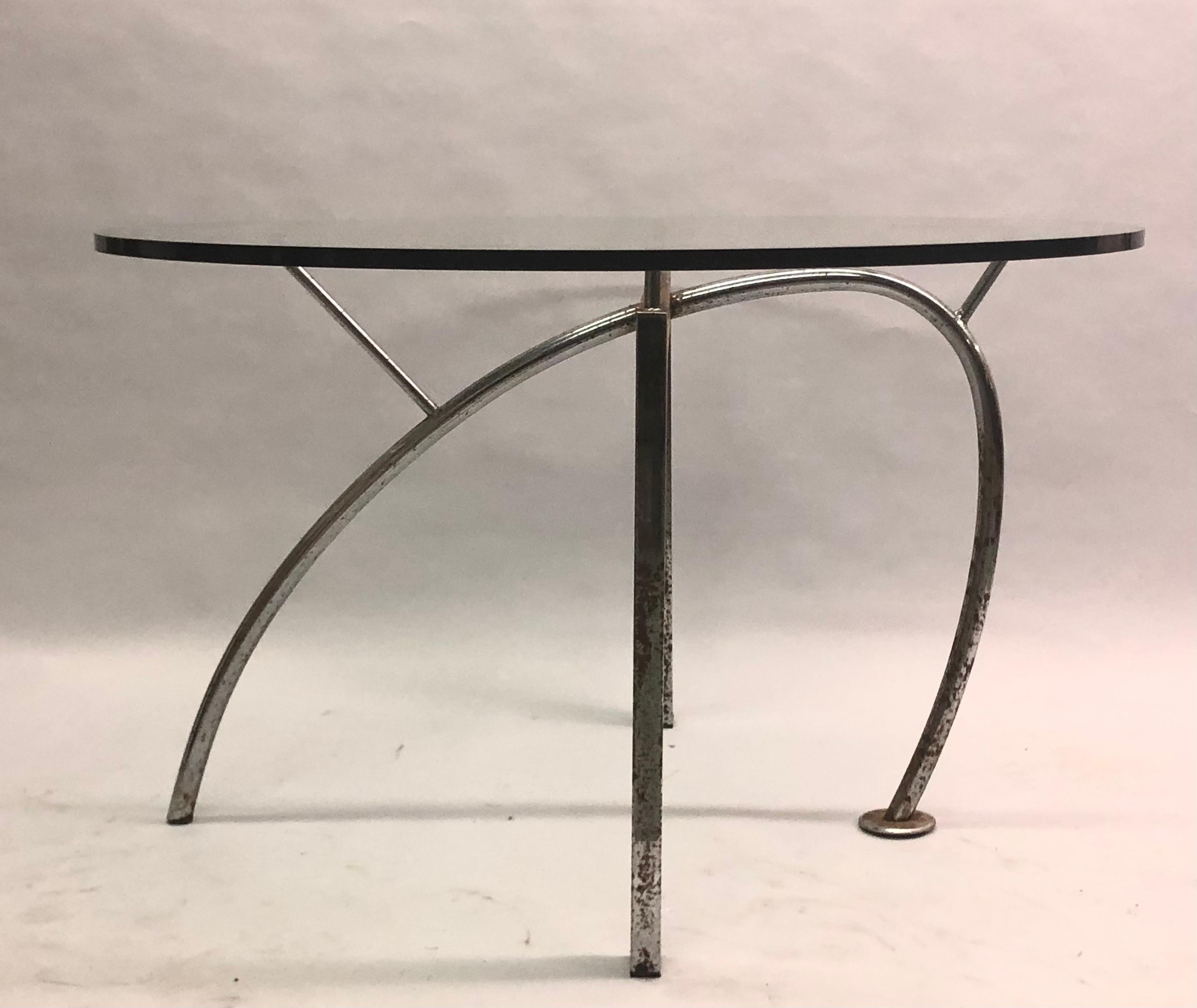 Steel Italian Post Modern Round Dining Table Prototype by Massimo Iosa Ghini For Sale