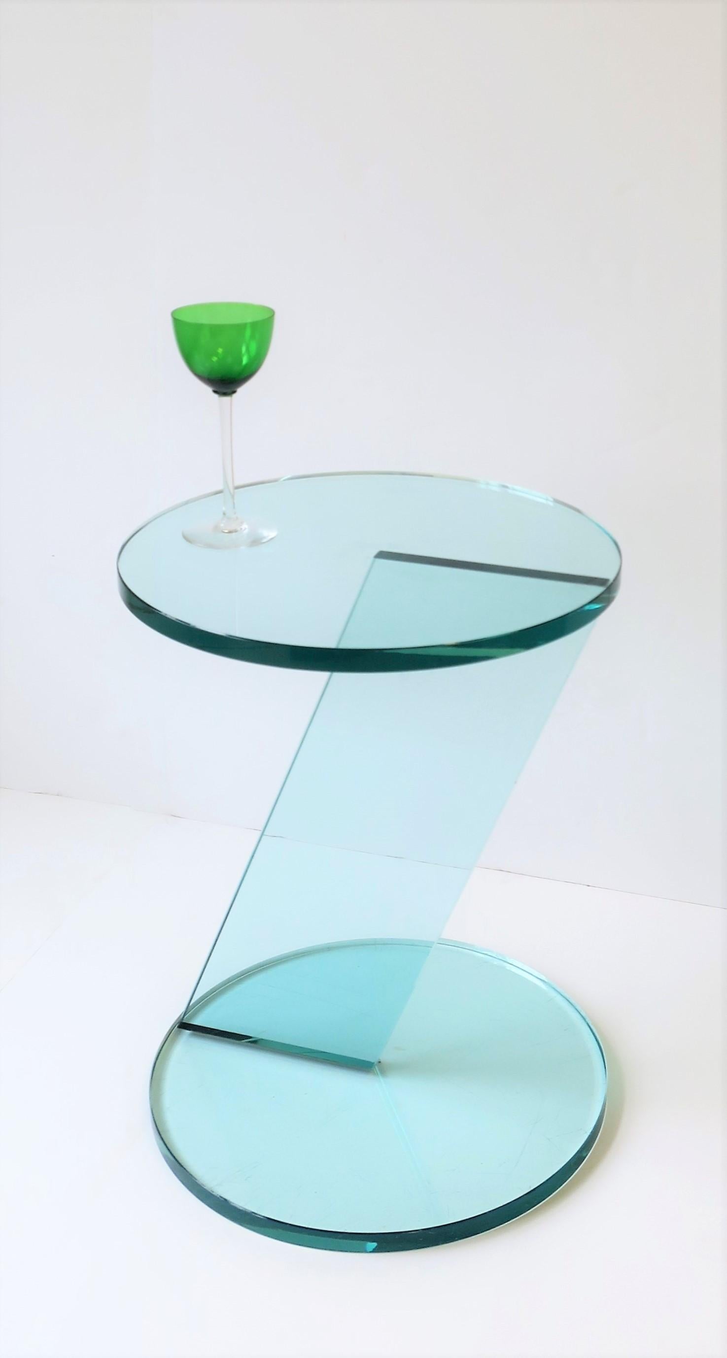Italian Postmodern Round Glass Side Table or Drinks Table 5