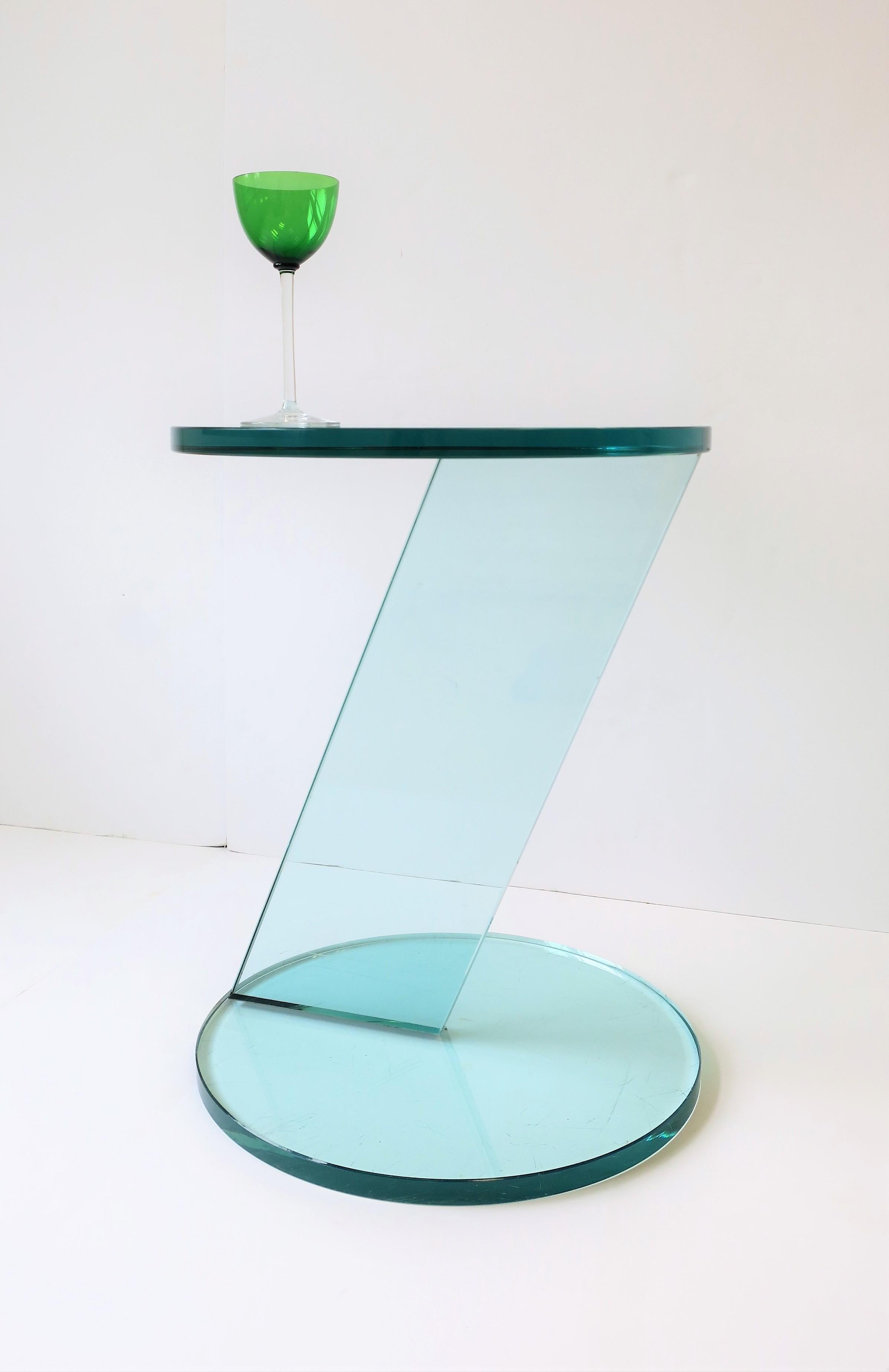 Italian Postmodern Round Glass Side Table or Drinks Table 7