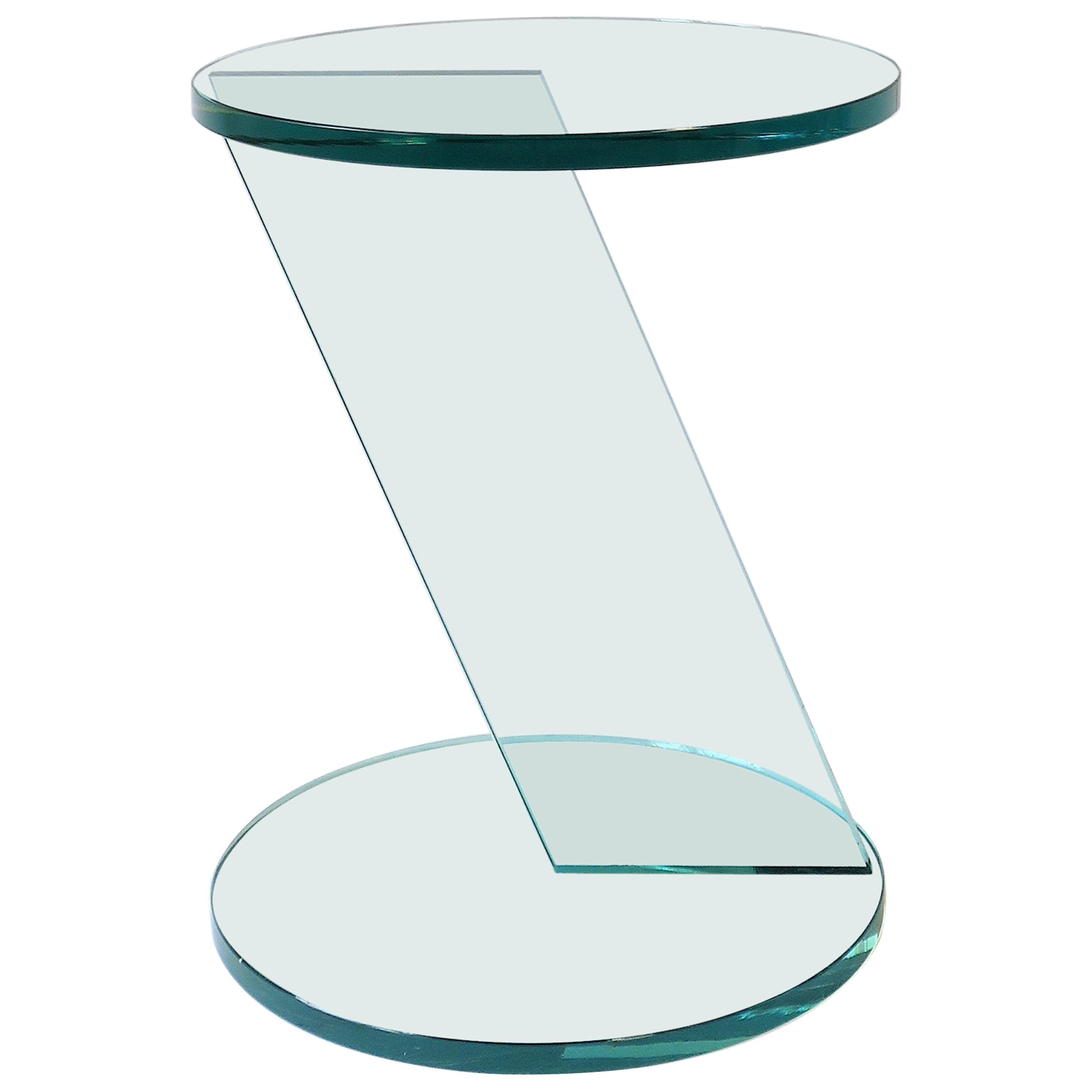 Italian Postmodern Round Glass Side Table or Drinks Table