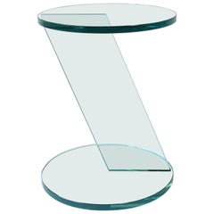 Italian Postmodern Round Glass Side Table or Drinks Table