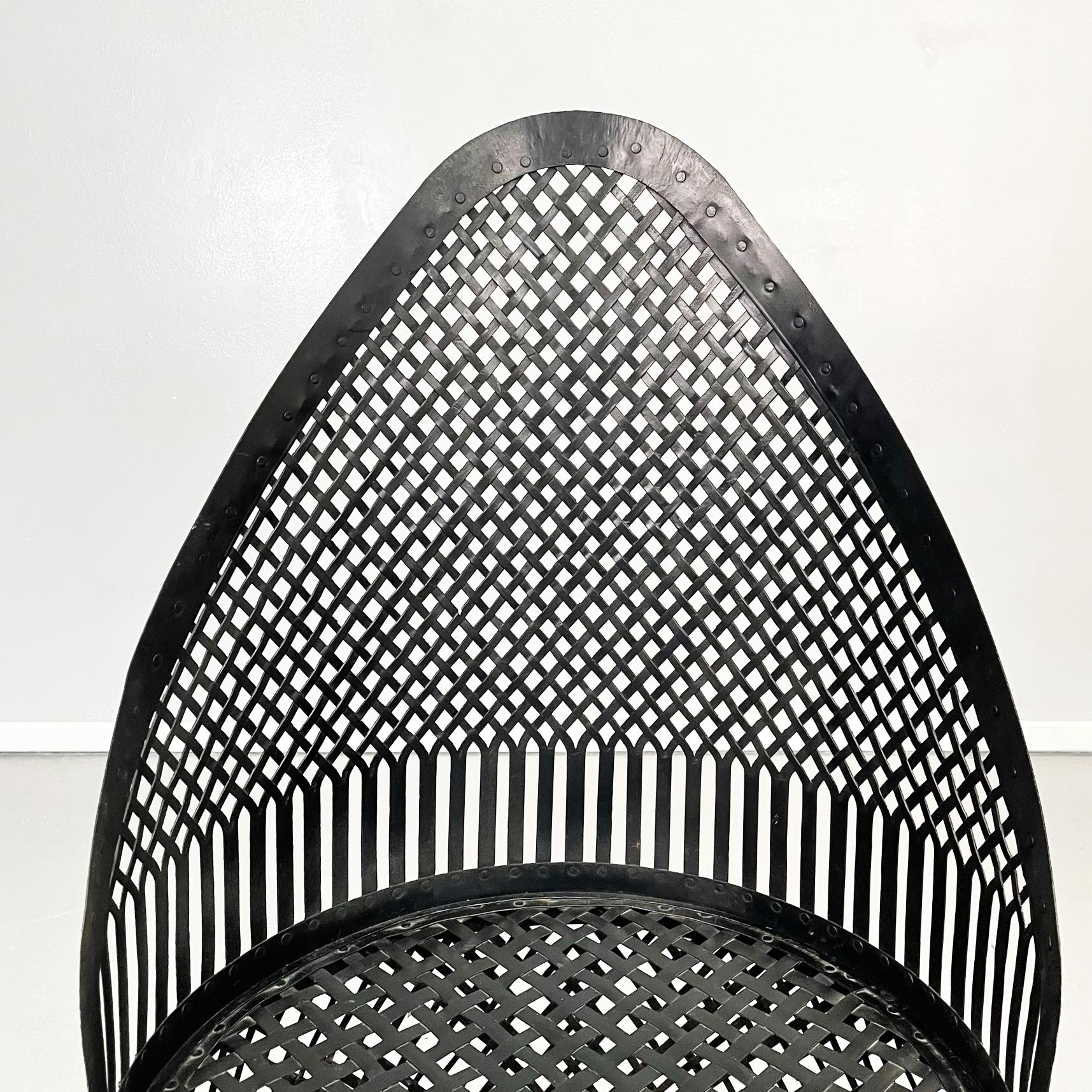 Italian Post-Modern Round Outdoor Armchair in Black Painted Iron, 2000s 2