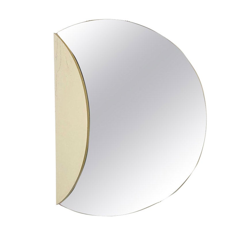 Miroir mural rond italien post-moderne avec portes latérales à charnières, années 1980 en vente