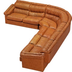 Canapé d'angle sectionnel italien The Moderns en cuir Brown Cognac