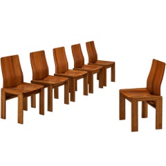 Set di sei sedie da pranzo post-moderne in Wood Wood