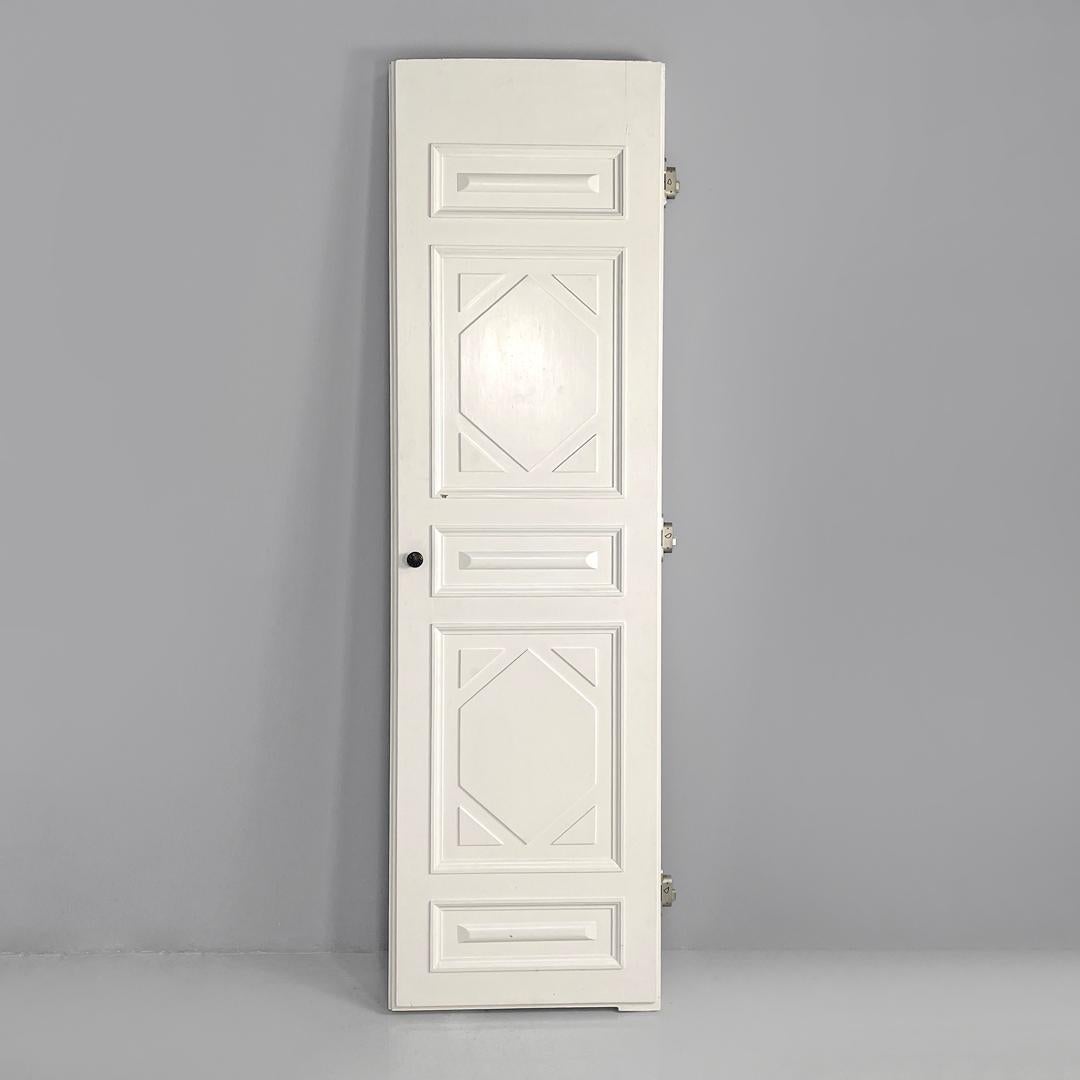 Metal Italian post-modern single door in white painted wood with decoration, 2000s For Sale