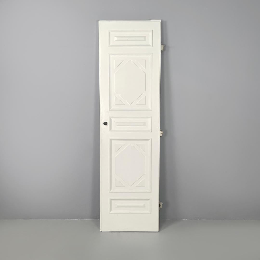 Metal Italian post-modern single door in white painted wood with decoration, 2000s For Sale