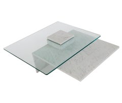 Italian Postmodern Smaller Scale Marble and Glass Square Cocktail Table