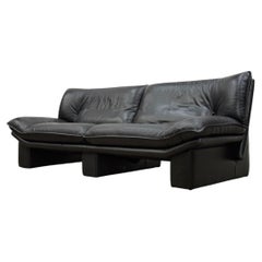 Italienisches Postmodernes Sofa von Nicoletti Salotti, Vintage Schwarzes Leder