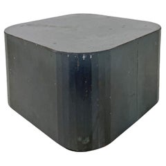 Used Italian post-modern squared coffee table or pedestal in burnished steel, 2000s