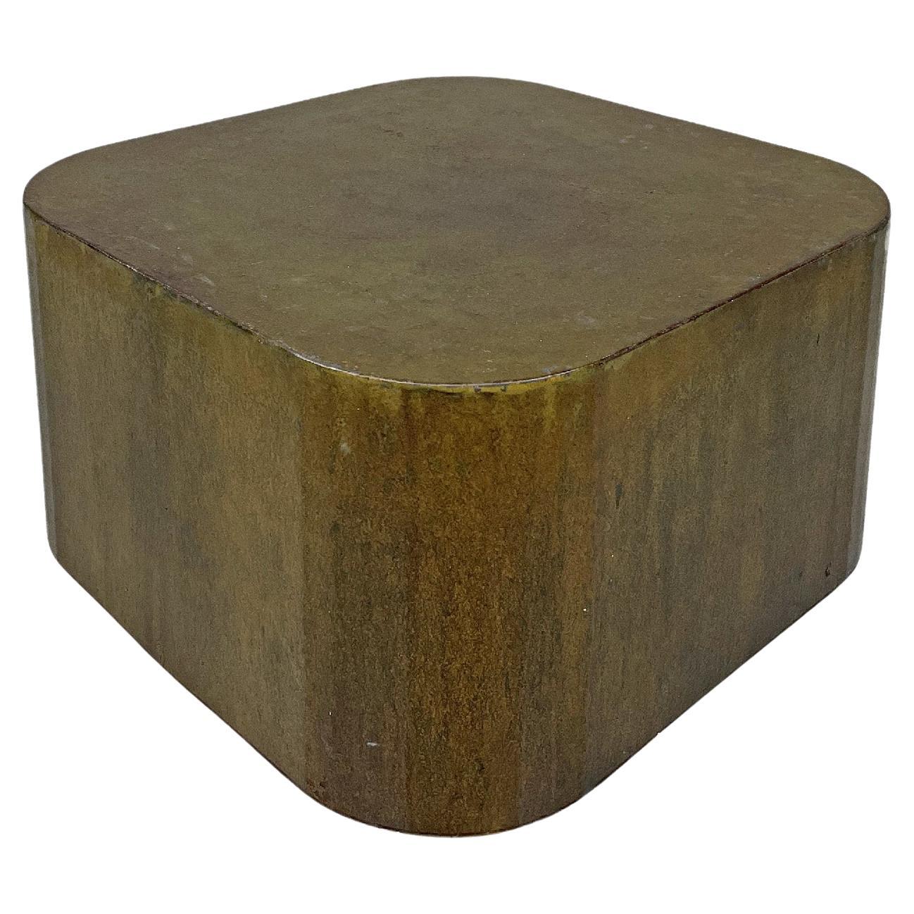 Table basse ou piédestal italienne post-moderne carrée en acier Corten, années 2000 en vente