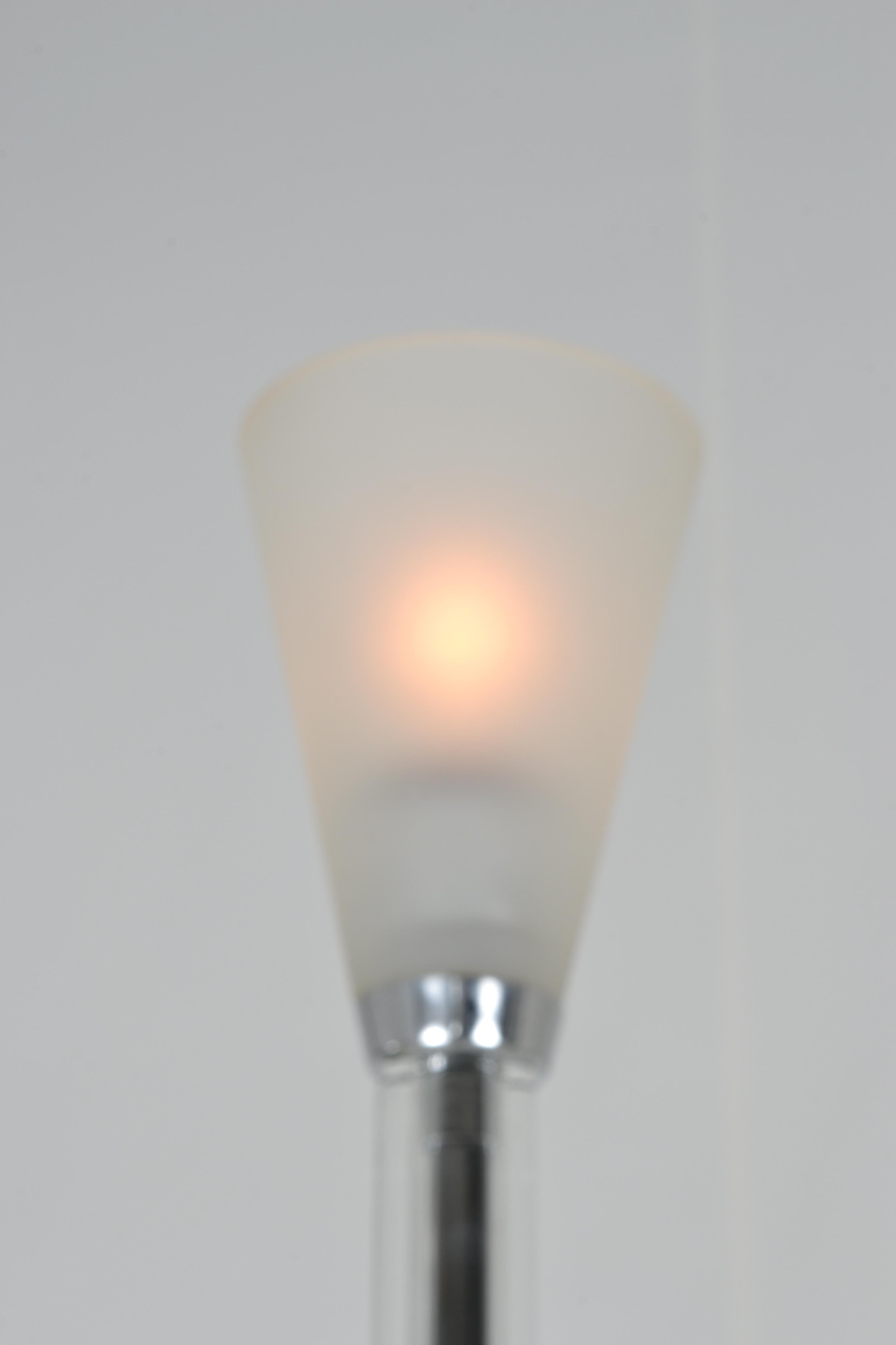 Glass Italian Postmodern Torchiere Floor Lamp For Sale
