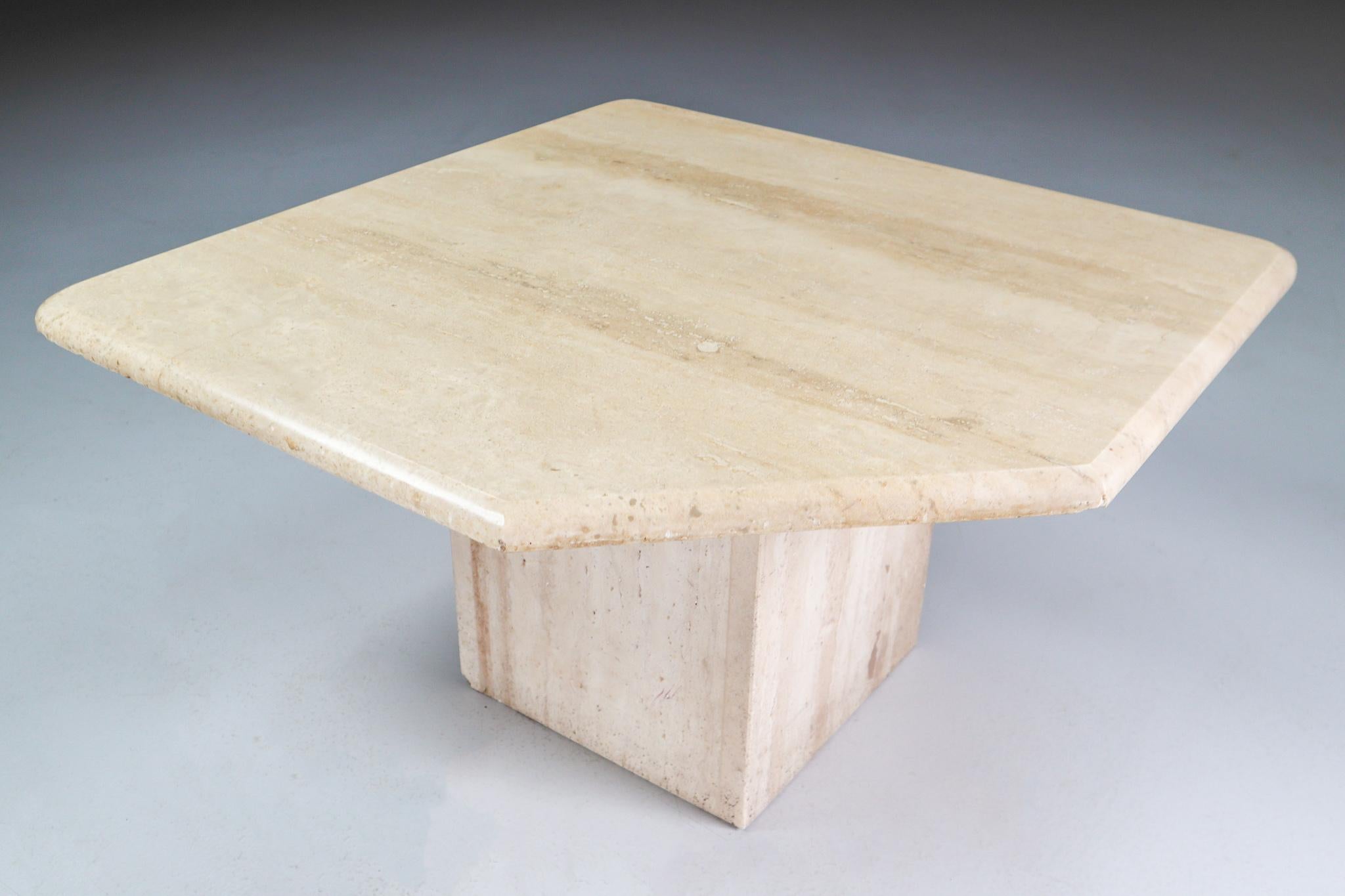 20th Century Italian Post-Modern Travertine Side, Coffee Table, 1970s