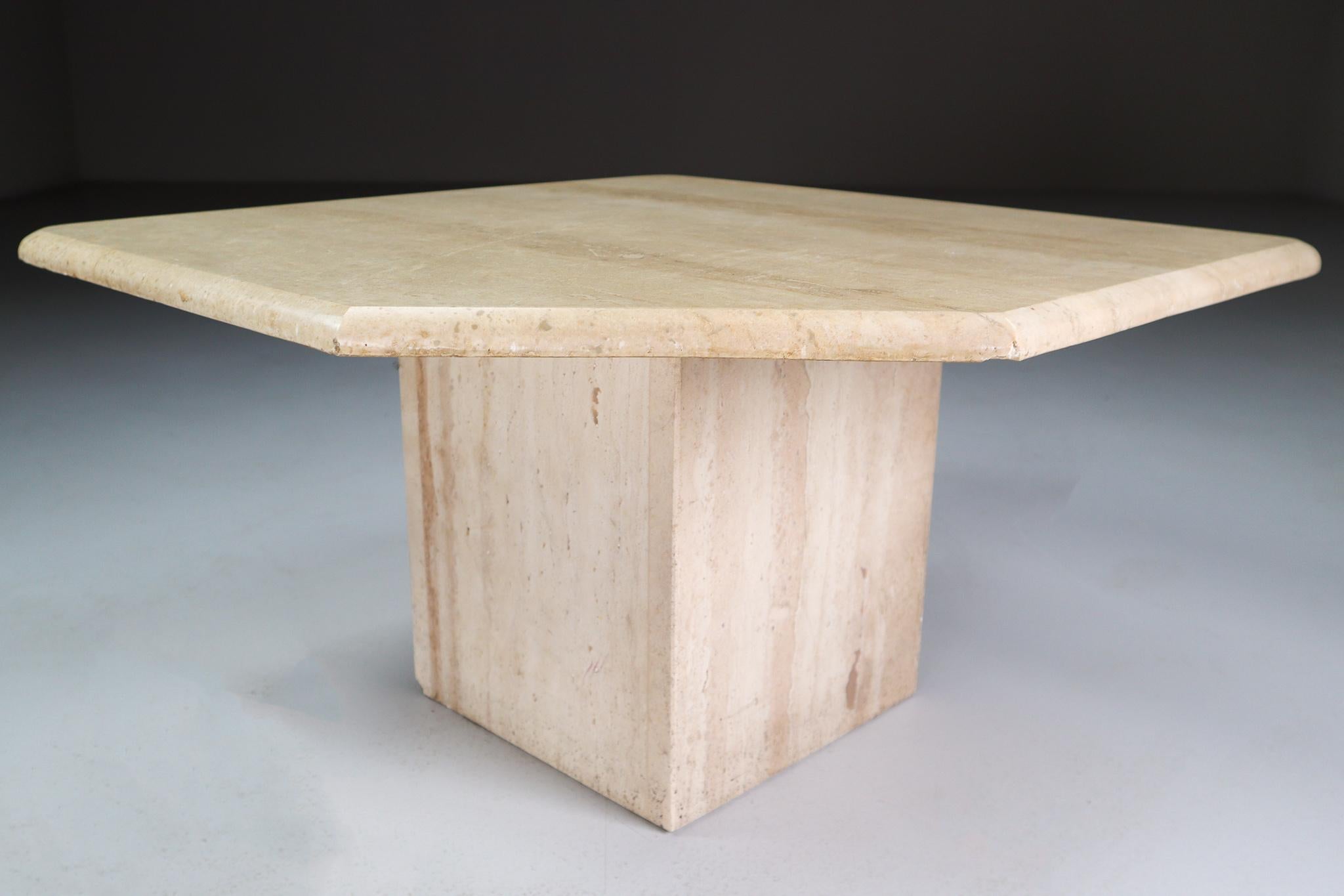 Italian Post-Modern Travertine Side, Coffee Table, 1970s For Sale 1