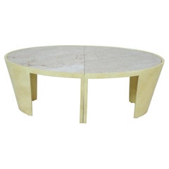 Italian Post-Modern Two-Piece Oval Parchment and Marble Coffee Table