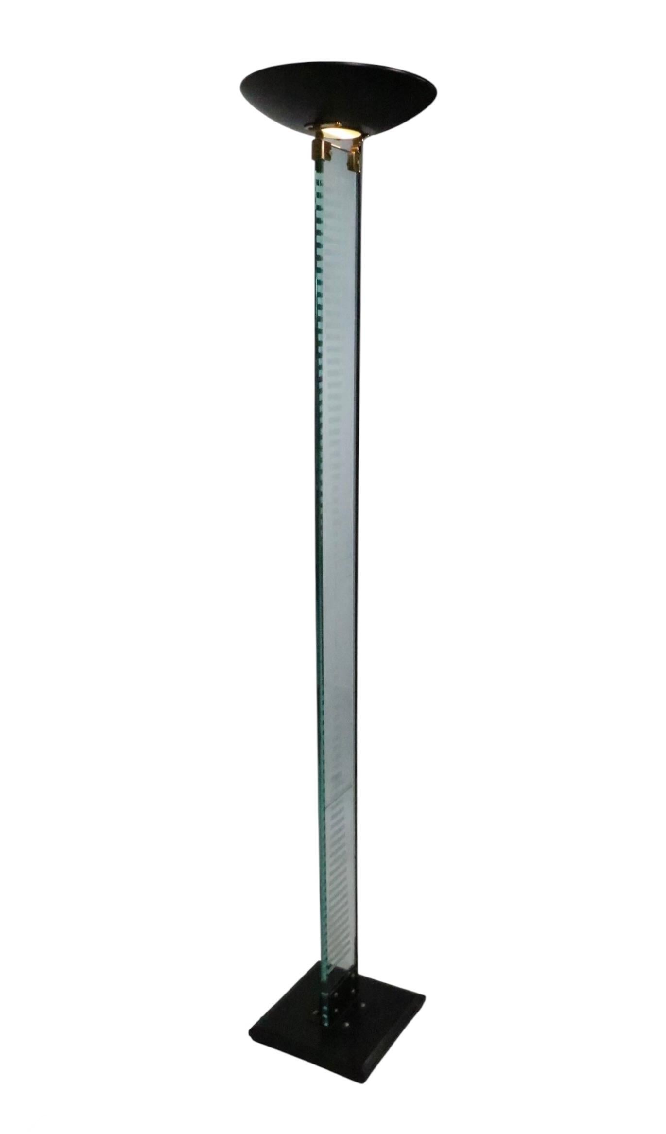 Post-Modern Italian Post Modern Uplight Halogen Torchiere Floor Lamp att. to Fontana Arte For Sale