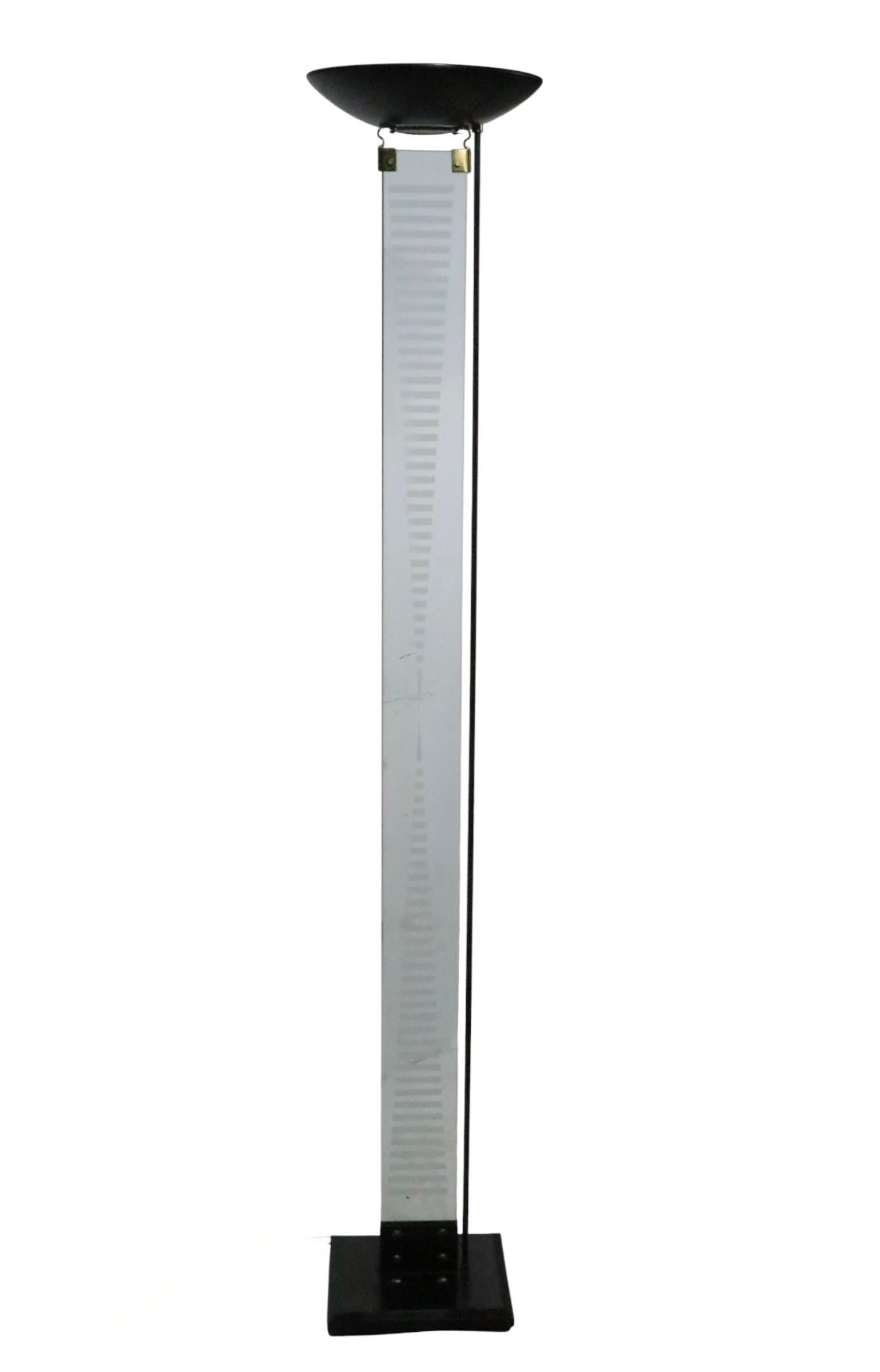 Metal Italian Post Modern Uplight Halogen Torchiere Floor Lamp att. to Fontana Arte For Sale