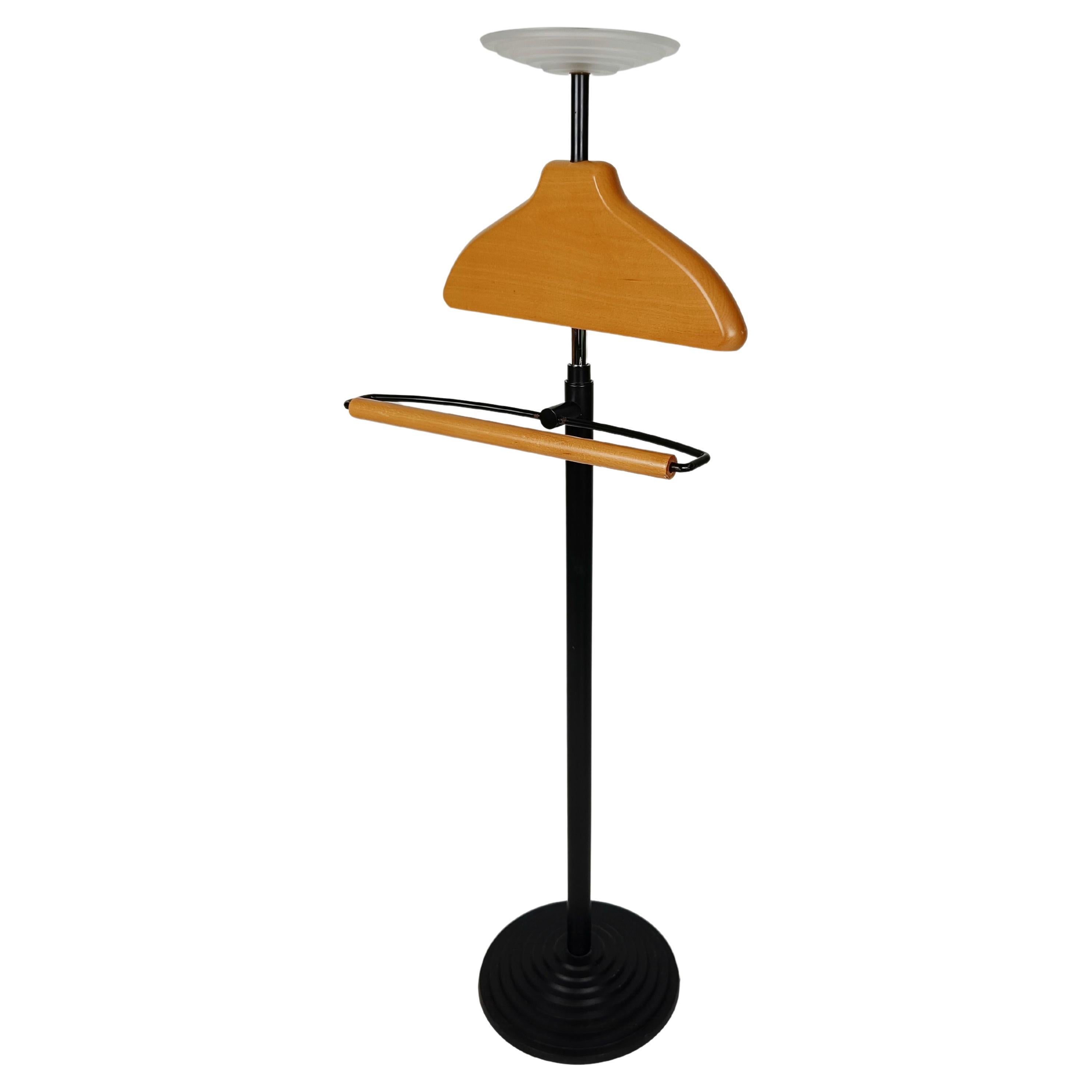 Italian Post Modern Valet Stand by Fontana Arte Made in Glass, Metal and Beech