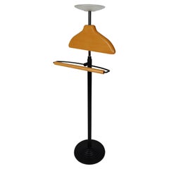 Vintage Italian Post Modern Valet Stand by Fontana Arte Made in Glass, Metal and Beech