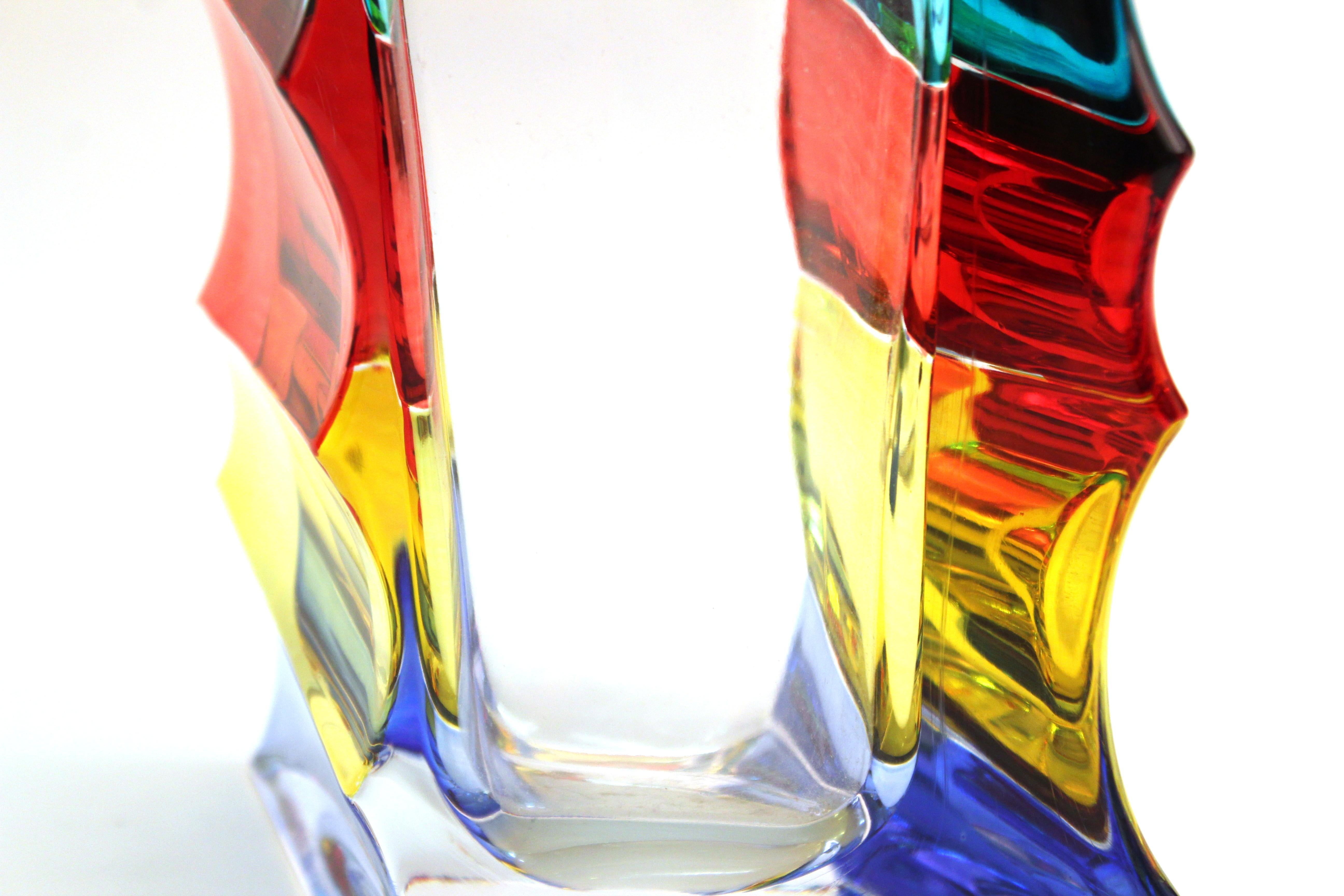 Murano Glass Italian Postmodern Venetian Art Glass Vase by Carullo Collection