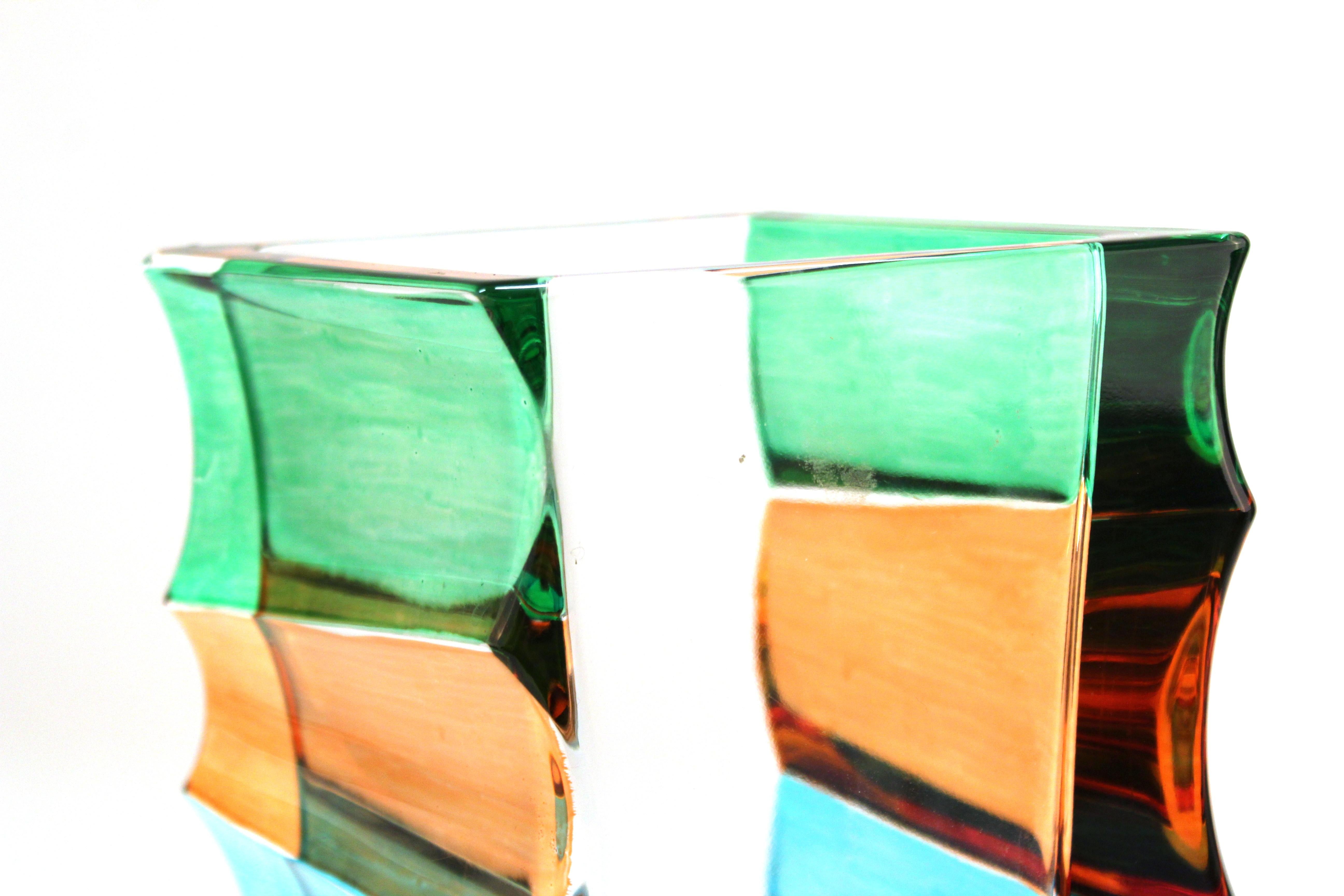 Italian Postmodern Venetian Art Glass Vase by Carullo Collection 1