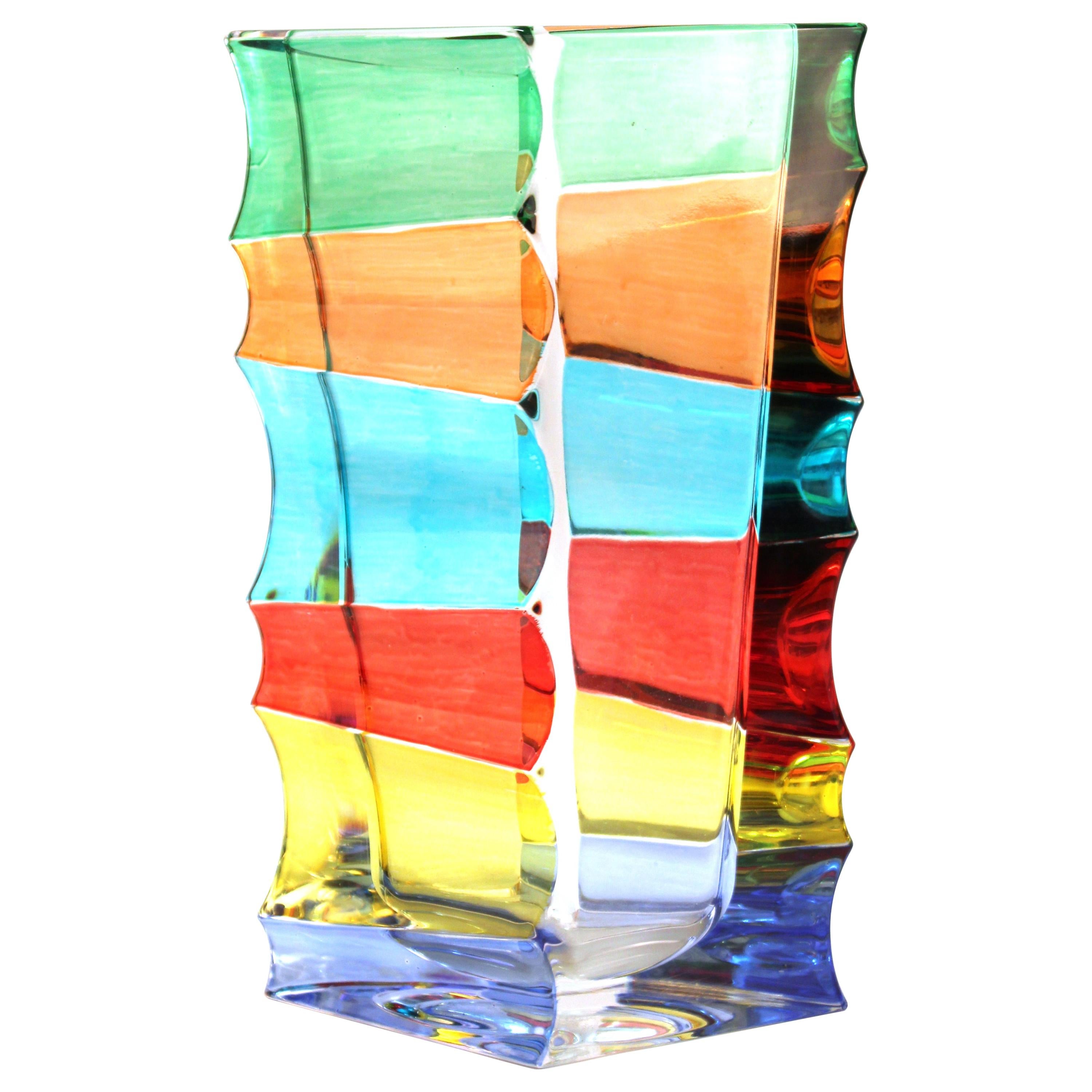 Italian Postmodern Venetian Art Glass Vase by Carullo Collection
