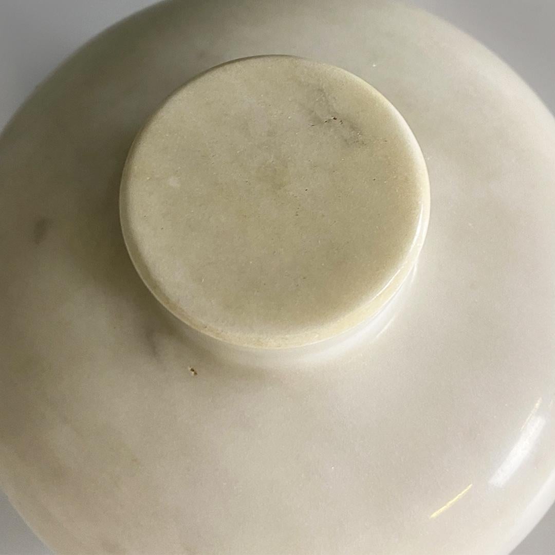 Italian Post Modern White Marble Bowl with Removable Lid, 1980s For Sale 8